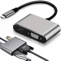 Verk 06344 Převodník USB-C na HDMI 4k, VGA rozbočovač USB 3.0 USB-C 