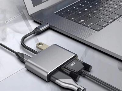 Verk 06344 Převodník USB-C na HDMI 4k, VGA rozbočovač USB 3.0 USB-C 