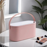 Verk 24342 Organizér na kosmetiku se zrcadlem USB LED růžový
