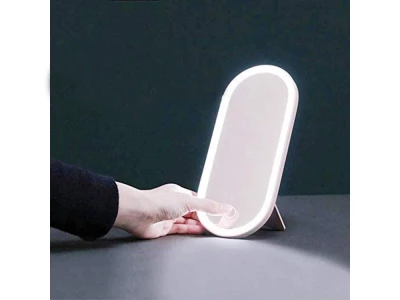 Verk 24342 Organizér na kosmetiku se zrcadlem USB LED růžový