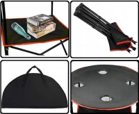 KIK KX3261 Stůl kempingový skládací s držáky na nápoje 70 cm, černý