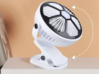 Verk 16034 Ventilátor s klipom USB, 1200 mAh, čiernobiely