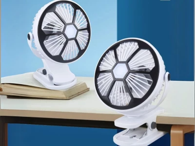 Verk 16034 Ventilátor s klipom USB, 1200 mAh, čiernobiely