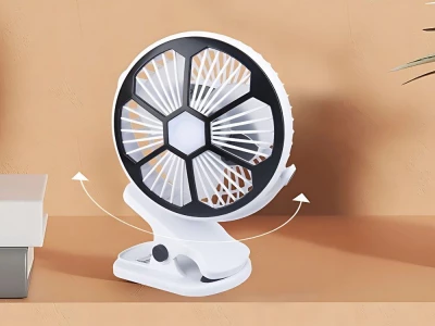 Verk 16034 Ventilátor s klipom USB, 1200 mAh, čiernobiely