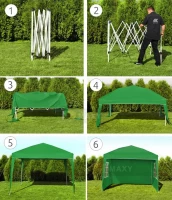 Malatec 2199 Zahradní altán skládací 3 x 3 m + 4 boční stěny zelený - bazar
