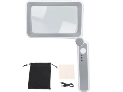 Verk 09207 Skladacia lupa s 10x LED osvetlením, 4x, sivá