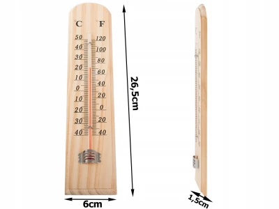Verk 07184 Vonkajší teplomer 26 cm drevený, 2 ks