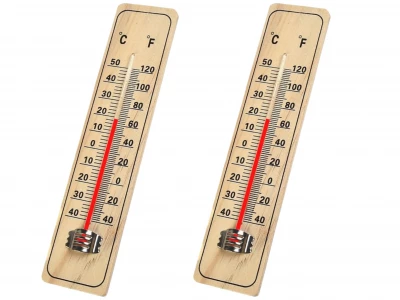 Verk 07183 Teploměr venkovní 21 cm dřevěný 2 ks