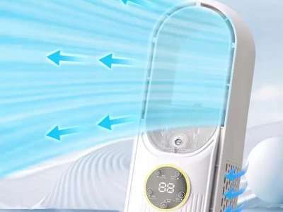 Verk 16032 Stolní bezlopatkový ventilátor s LED osvětlením bílý