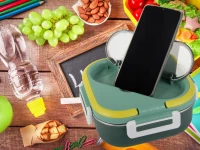 Verk 07332 Svačinový box s přihrádkami a příborem 1000 ml, modrý
