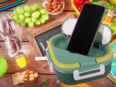 Verk 07332 Svačinový box s přihrádkami a příborem 1000 ml, modrý