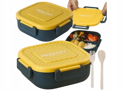Verk 07327 Svačinový box s přihrádkami a příborem 1300 ml, zelenožlutá
