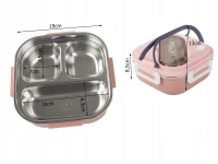 Verk 07332 Svačinový box s přihrádkami a příborem 1000 ml, růžový