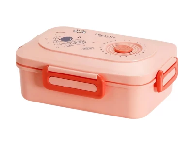 Verk 07326 Svačinový box s přihrádkami a příborem 1500 ml, růžový