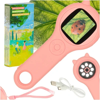 KIK KX3133 Vzdělávací mikroskop pro děti 500x, 2MP, růžový