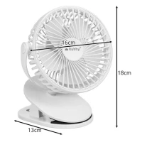 Ruhhy 25566 Ventilátor s klipom USB, 1200 mAh, USB-C, biely