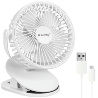 Ruhhy 25566 Ventilátor s klipom USB, 1200 mAh, USB-C, biely