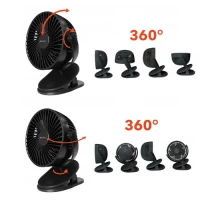 Ruhhy 25567 Ventilátor s klipem USB, 1200 mAh, USB-C, černý