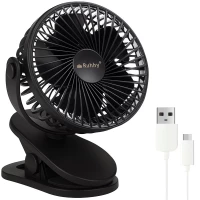 Ruhhy 25567 Ventilátor s klipem USB, 1200 mAh, USB-C, černý