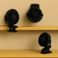 Ruhhy 25567 Ventilátor s klipem USB, 1200 mAh, USB-C, černý
