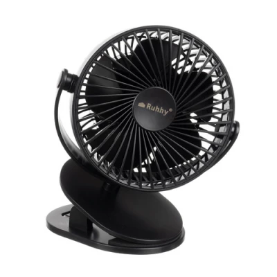 Ruhhy 25567 Ventilátor s klipem USB, 1200 mAh, USB-C, černý