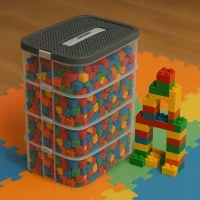 Kruzzel 25758 Úložný box na stavebnici, 29 l, 4 patra 