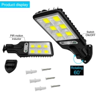 Pronett XJ5640 Pouliční osvětlení solární 72 LED COB, IP65, 2,5 W, černé