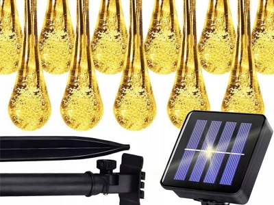 Verk 12380 Světelný řetěz solární, kapky 20 LED, teplá bílá