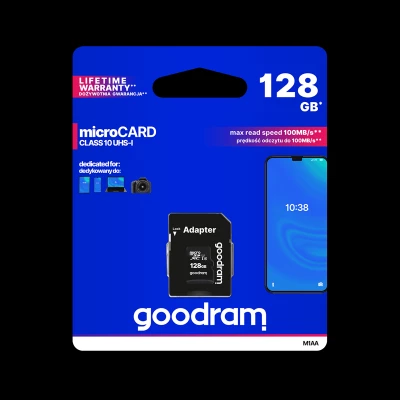 Goodram MicroSDXC karta, 128GB M1AA, UHS-I Class 10, U1 + adaptér