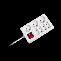 Rebel Prodlužovací kabel s vypínačem 7 zásuvek, 3m, bílý (3x1,5mm)