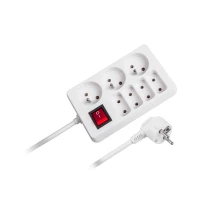 Rebel Prodlužovací kabel s vypínačem 7 zásuvek, 3m, bílý (3x1,5mm)