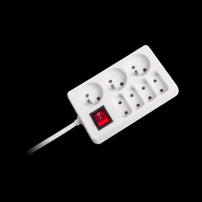 Rebel Prodlužovací kabel s vypínačem 7 zásuvek, 3m, bílý (3x1,5mm)