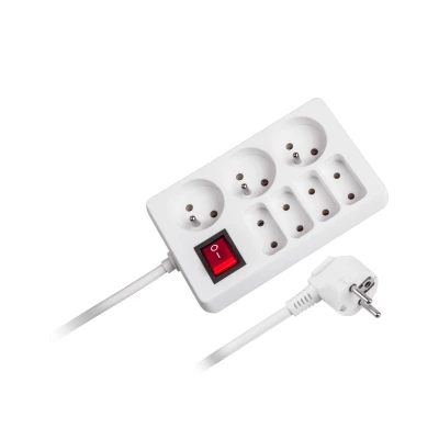 Rebel Prodlužovací kabel s vypínačem 7 zásuvek, 3m, bílý (3x1,5mm)