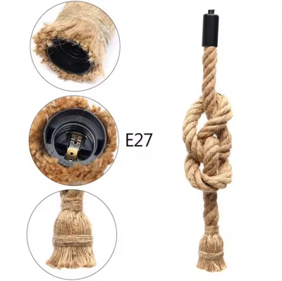 APT ZD151B Stropné závesné svietidlo z jutového lana