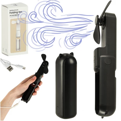 KIK KX3075 Ventilátor skládací, USB, 1200 mAh, USB-C, černá
