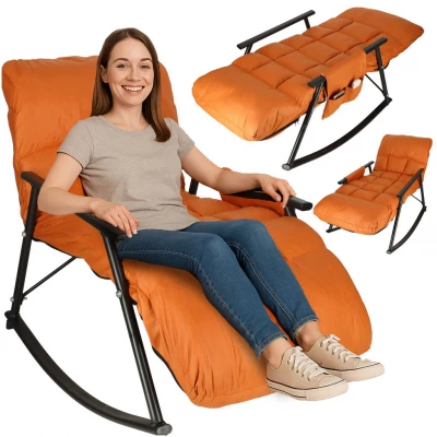 KIK KX3081 Záhradné hojdacie kreslo s matracom, 100 kg, oranžové