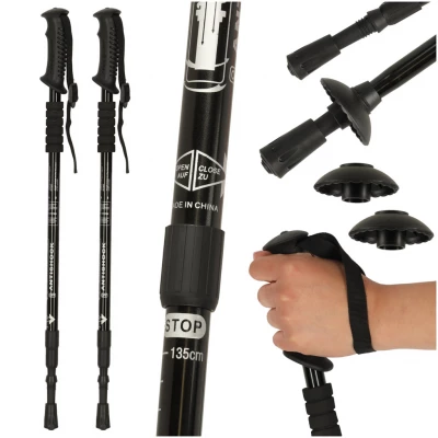 KIK KX3085 Trekové hole skládací s příslušenstvím HQ, 2 ks černá