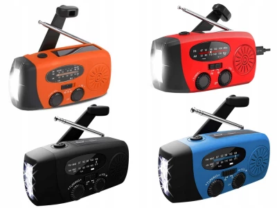 Verk 27285 Solární rádio s dynamem, LED osvětlením a powerbankou, černé