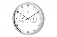 Teesa TSA0049 Nástěnné hodiny s teploměrem a vlhkoměrem 30 cm, stříbrné