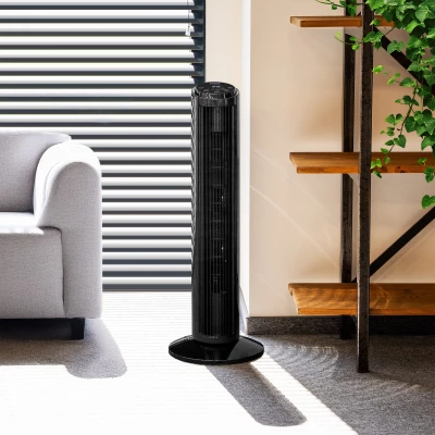 Teesa TSA8066 Sloupový ventilátor s dálkovým ovládáním, 74 cm, 50 W, černá