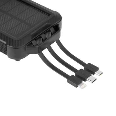 Kruger&Matz KM0910 Solární powerbanka 10 000 mAh, 3 koncovky, černá