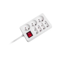 Rebel Prodlužovací kabel s vypínačem 7 zásuvek, 1,5m, bílý 