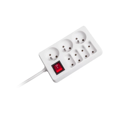 Rebel Prodlužovací kabel s vypínačem 7 zásuvek, 1,5m, bílý 