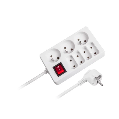 Rebel Prodlužovací kabel s vypínačem 7 zásuvek, 1,5m, bílý 