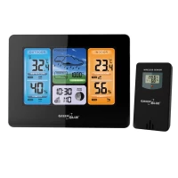 Maclean URZ3466 Bezdrôtová meteostanica WiFi GreenBlue GB522 DCF s farebným displejom a fázami mesiaca