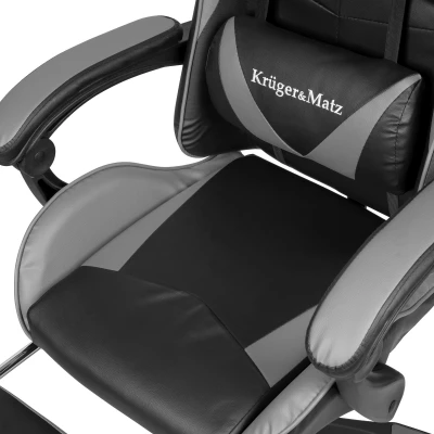 Kruger&Matz KM0790 Herná stolička s podnožkou GX-150, čierna a sivá
