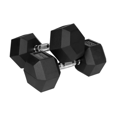 Rebel RBA-2325-15 Pogumované litinové činky HEX 2 x 15 kg