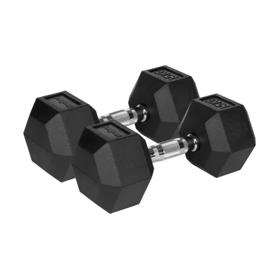 Rebel RBA-2325-15 Pogumované litinové činky HEX 2 x 15 kg