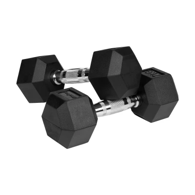 Rebel RBA-2325-07 Pogumované litinové činky HEX 2 x 7 kg