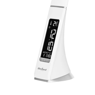 Rebel KOM1009-1 LED stolní lampa s meteo stanicí bílá